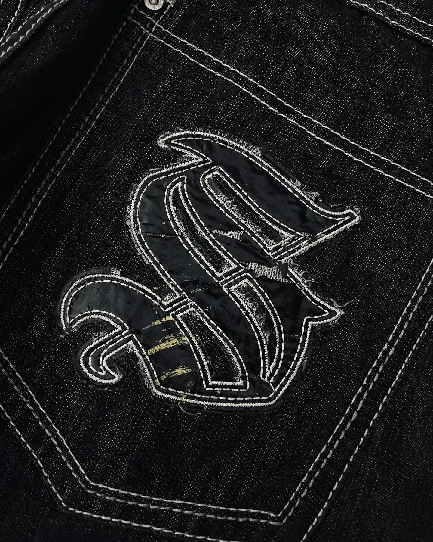 Y2K Jeans Southpole American Retro Gothic Graphic Embroidery Baggy Jeans Mens Harajuku Hip-Hop Wide-Leg Pants Street Wear 250222
