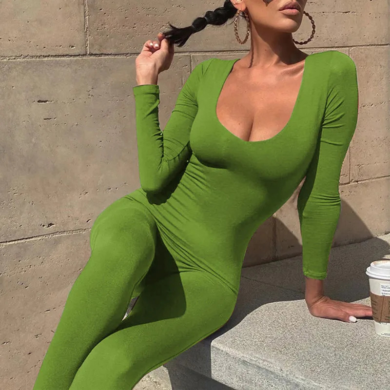 Black Jumpsuits Women Autumn Winter Long Sleeve Bodycon Sexy Solid Rompers Fashion Streetwear Casual Sporty Skinny Jumpsuits 250224