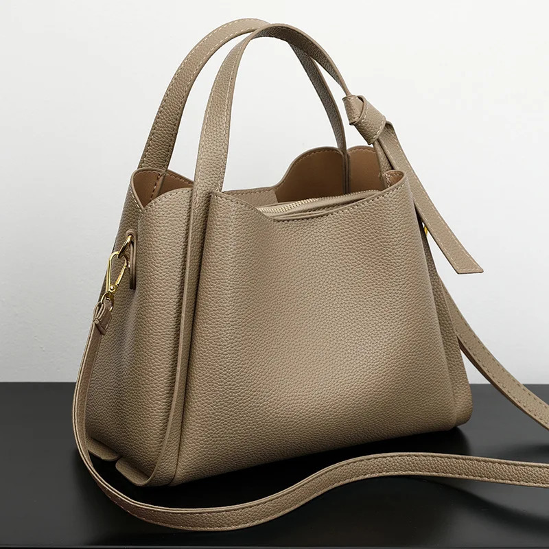 Versatile Bucket Shoulder Bags Women Designer PU Leather Messenger Crossbody Bags Ladies Casual Solid Color Purse Handbag 250225