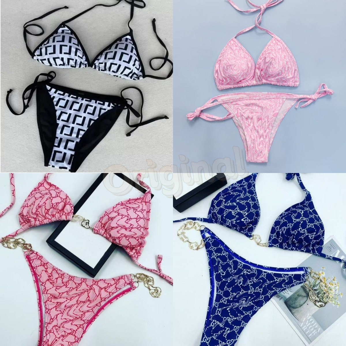 Womens Designer sexy Bikinis Sets Swim Bathing swimsuit Woman 2 piece Bikini Luxury brands Letter Swimwear Beach Bathing Suits Stripe Three-point Swimwear a2