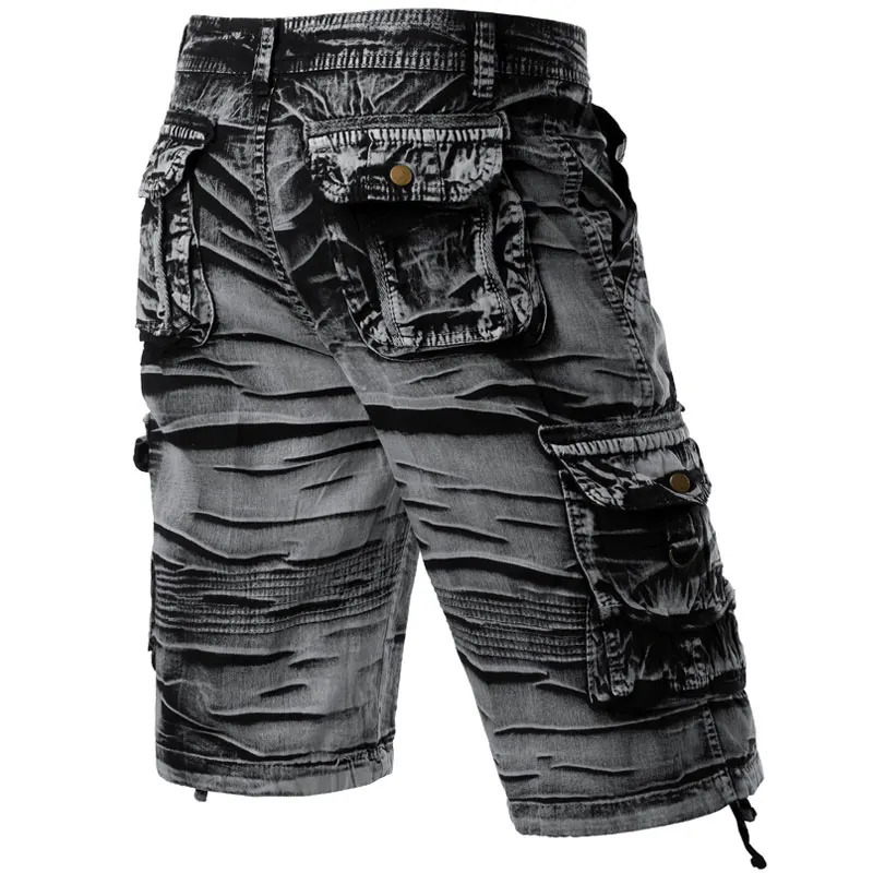 Grey Camo Cargo Shorts Men Cotton Mens Short Pants Comfortable Bermuda Relaxed Fit MultiPocket 250214