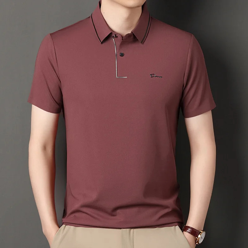 High end polo shirt comfortable and breathable T-shirt mens short sleeved fashionable and handsome embroidered and casual 250225