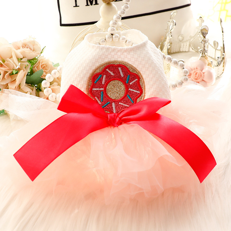 New Summer Dress Designer Dog CLothes Lovely Donut Pattern Cat Puppy Tutu Dress for Princess