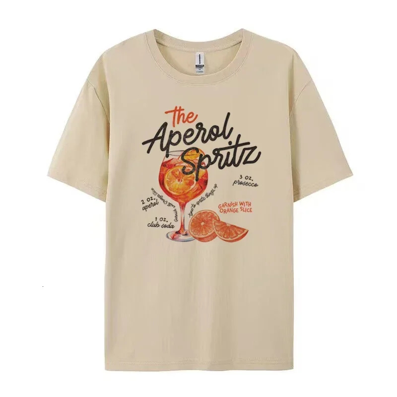 Aperol Spritz Retro Cocktail Graphic Tees Women Cute Alcohol Drink T Shirt Loose Cotton Printed T-Shirts Unisex Vintage Top Gift 250226