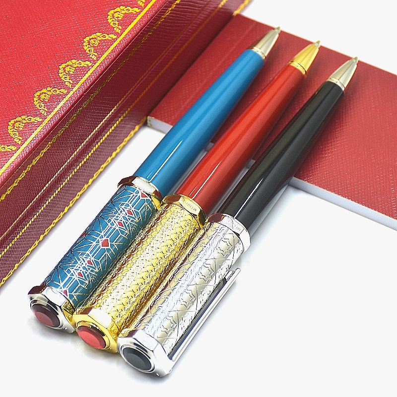 Wholesale AAA High Quality Dwe74 Santos-Dumont Metal Ballpoint Pen Special Reliefs Design Office School Writing Ball Pens With Serial Number