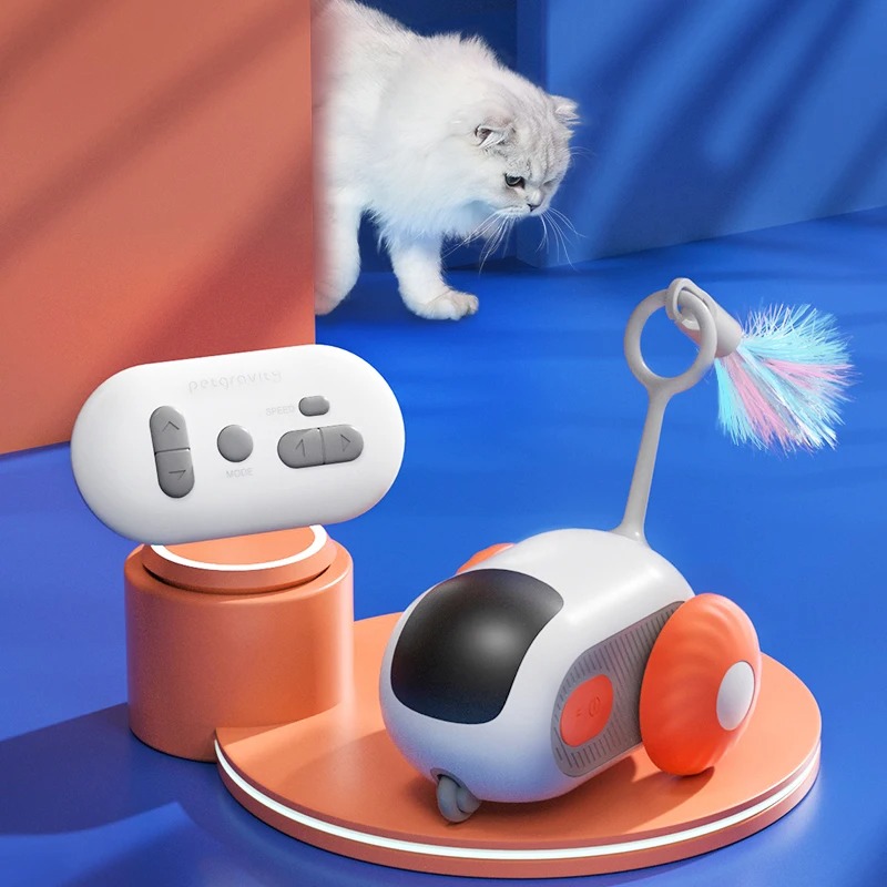 Indoor Cat Toy Car - Intelligent Automatic Roller with Remote for Feline Fun