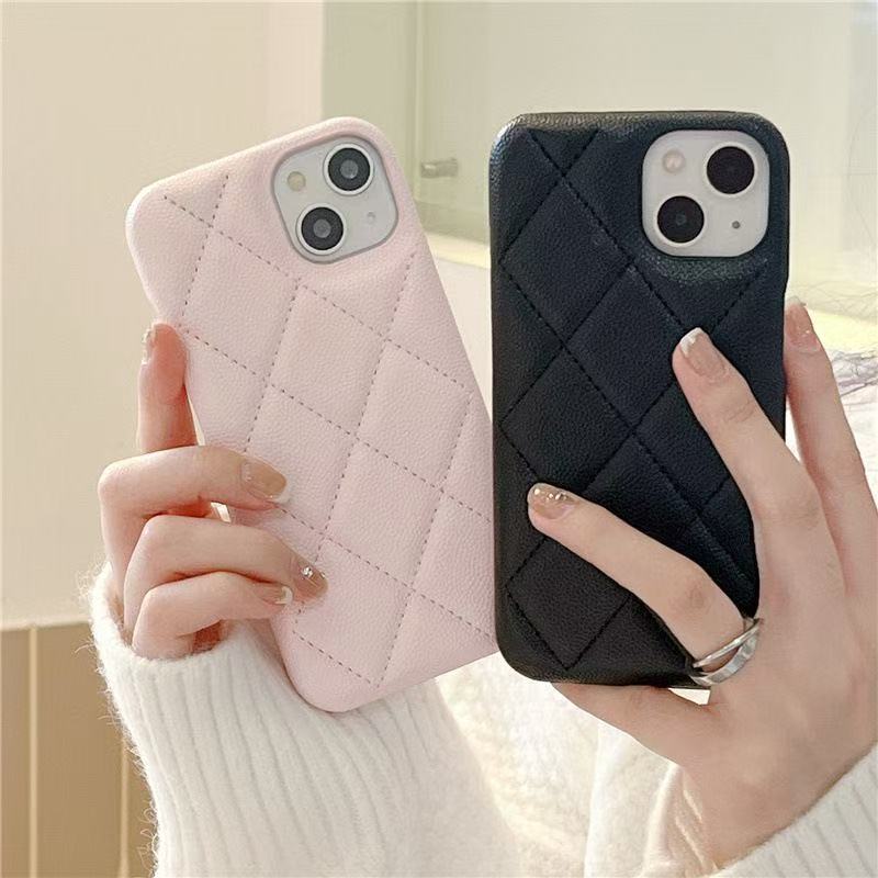 IPhone 1615 Promax Small Fragrant Style Lingge Luxury Apple 15 Lychee Pattern 13 Leather 12 Goddess Phone Case Classic Fashion Candy Color Phone Case