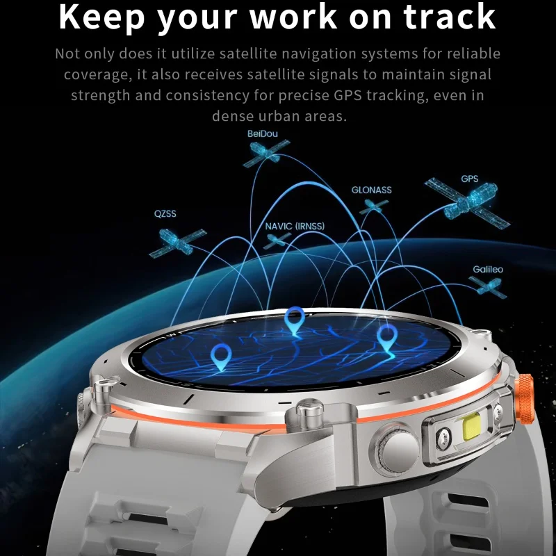 New Outdoor Sports GPS Smart Watch with Flashlight 1.43'' Amoled 730mAh 30M Waterproof Heart Rate Blood Pressure Men Smartwatch