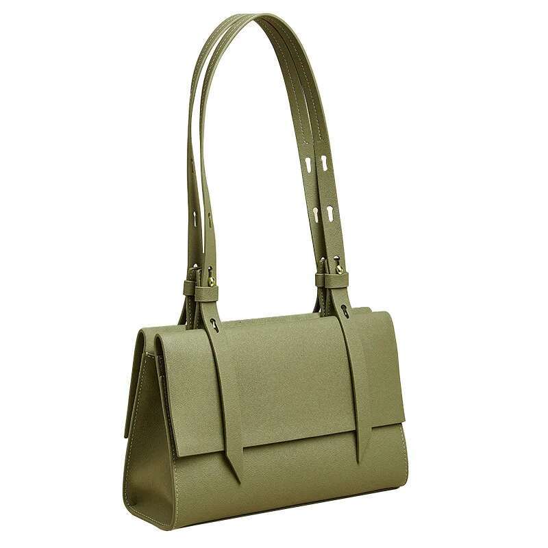 Ladies Vintage Shoulder Adjustable Strap Elegant Genuine Armpit Tote Women's Leather Brief Bag