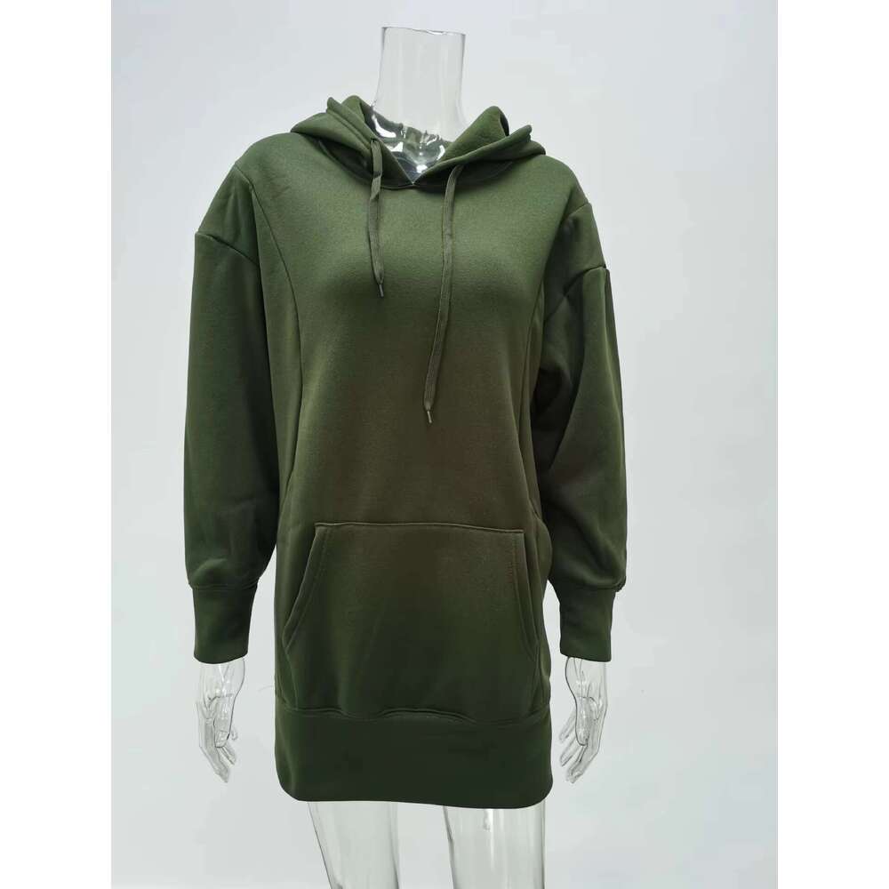 Women Hoodies Dress Oversized Hood Sweatshirts Fleece Winter Solid Casual Blank Custom Warm Clothing