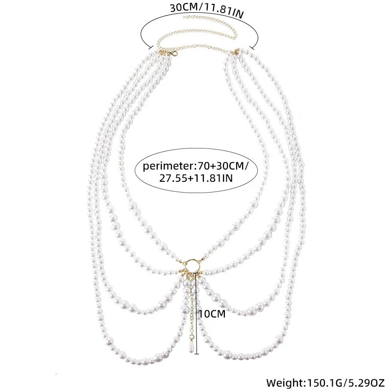 Fashionable Multi-layer Retro Style Ring Joint Tassels Pearl Waist Chain Ladies Body Chain Jewelry 250225