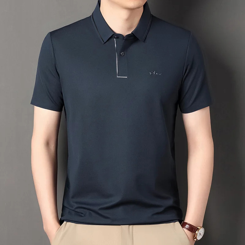 High end polo shirt comfortable and breathable T-shirt mens short sleeved fashionable and handsome embroidered and casual 250225