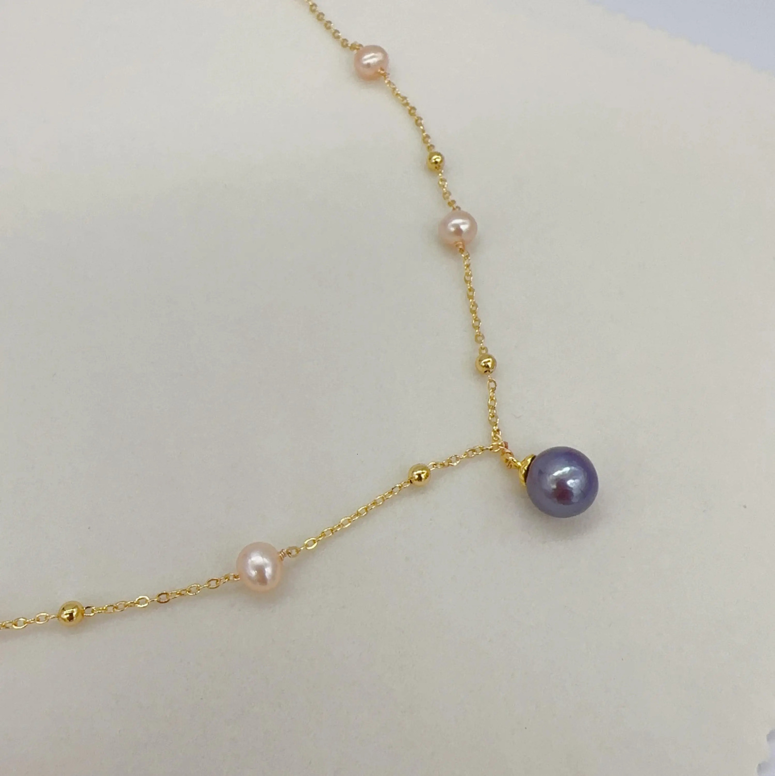 Arrival 100% Natural Freshwater Pearl Necklace 18K Gold Plated Babysbreath Big Round Pearl Pendant Jewelry For Women Gift 250222