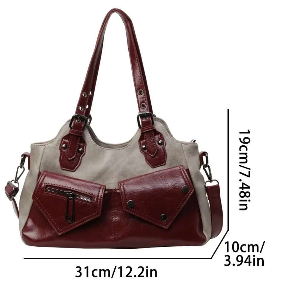 New Large Capacity Retro Shoulder Splicing Women's Shoulder Bag Simple Multi Functional Soft Leather Handbag Designer Crossbody Bag