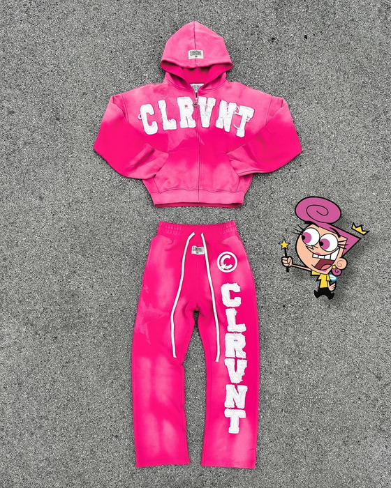 Y2K American Embroidered Letter Oversize Sweatshirt Mens And Womens Harajuku Casual Joker Straight Pants Two-Piece Suit 250210