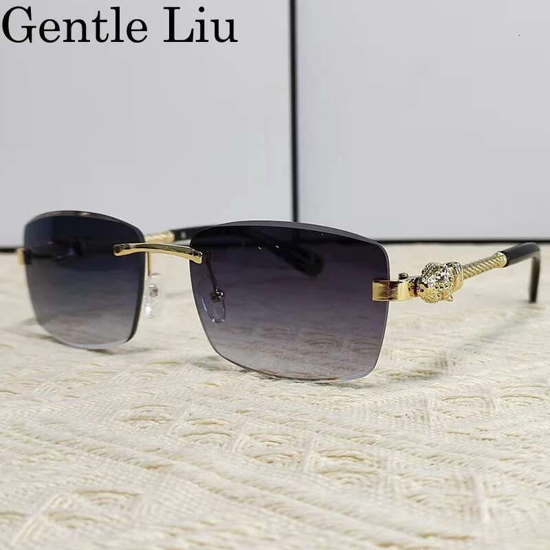 Small Rectangle Rimless Sunglasses Men 2025 Brand Frameless Metal Frame Sun Glasses For Male Classic Vintage Eyewear