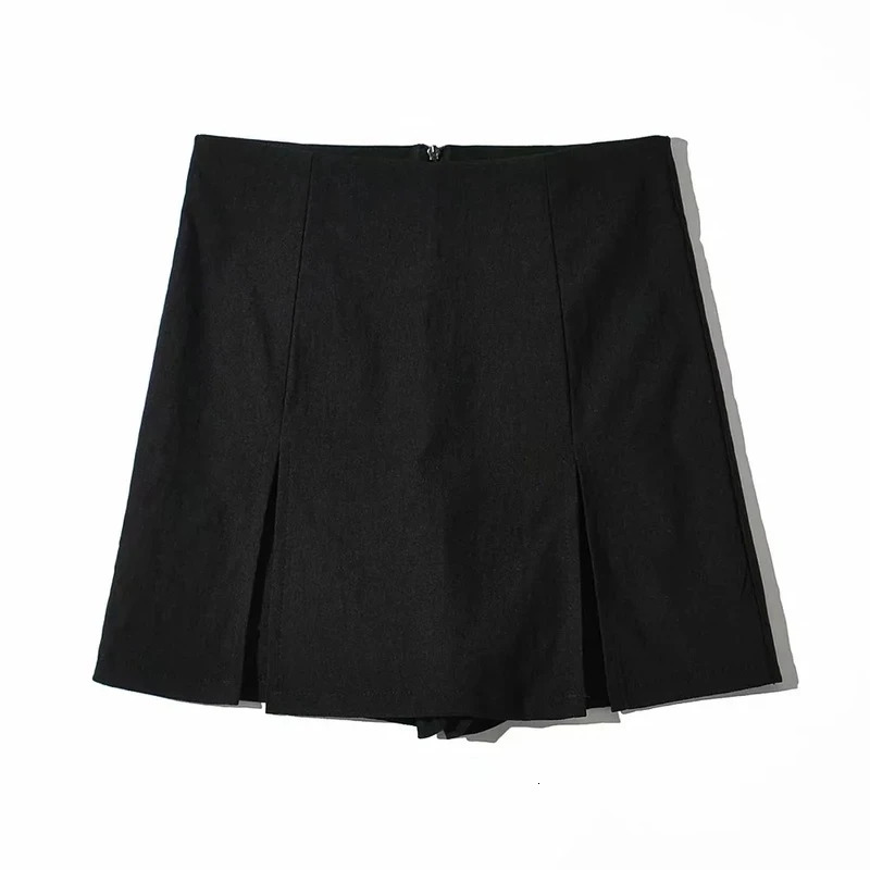 Sexy Split Shorts Skirt Womens Office Ladies Suit Skirt Summer Black Mini A-line Pants Skirt High Waist Wide Leg Shorts 250226