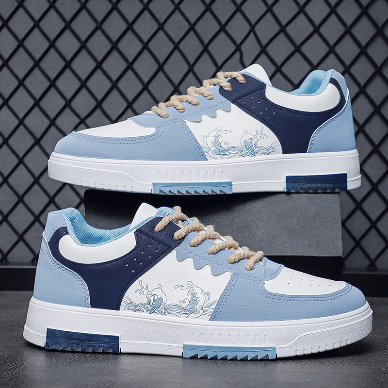 Spring new breathable comfy white men's trend all match thick sole sports casual hot board fashion shoes