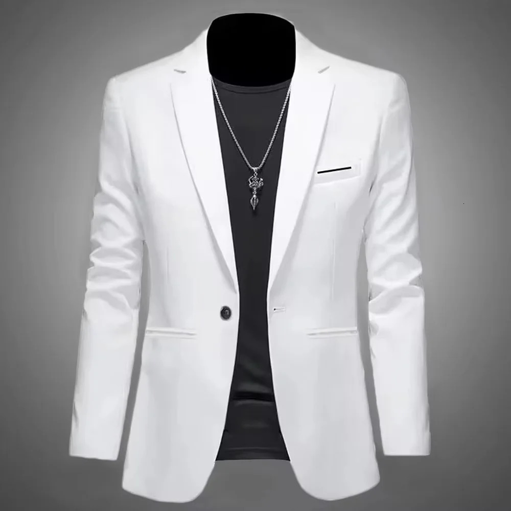 Mens Trendy Leisure Boutique Suit Jacket Autumn Casual Business Slim Fit Non-ironing Single Button Suit Solid Formal Blouse 250226