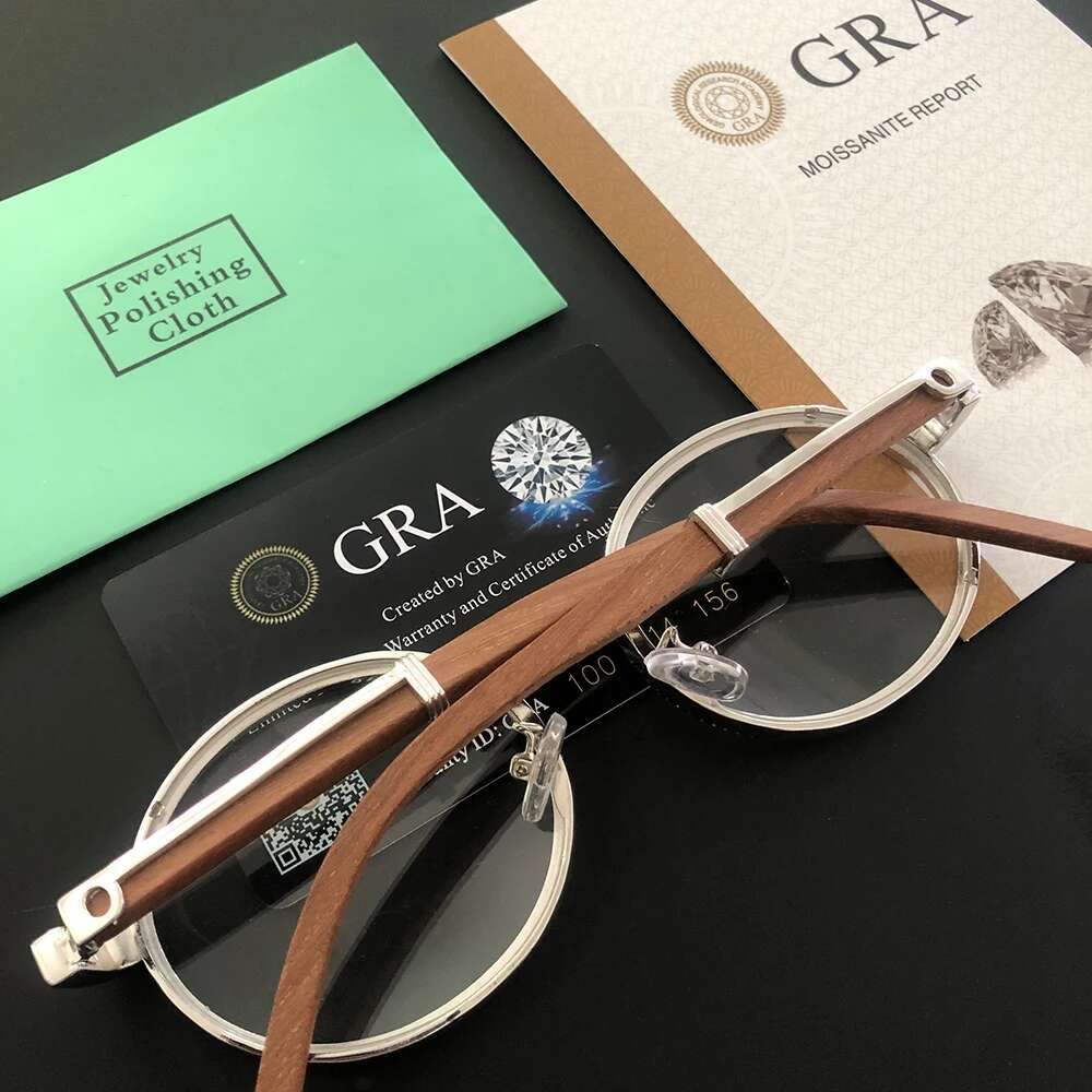 New Moissanite S Sier Wood Body Real Dia Glasses For Women Men urious Jewelry Pass Tester With GRA Free Ship