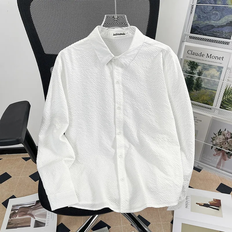 Mens Longsleeved Shirt Lapel Casual Top Trendy Ruffian Handsome Soft Super Comfortable Fabric 250226