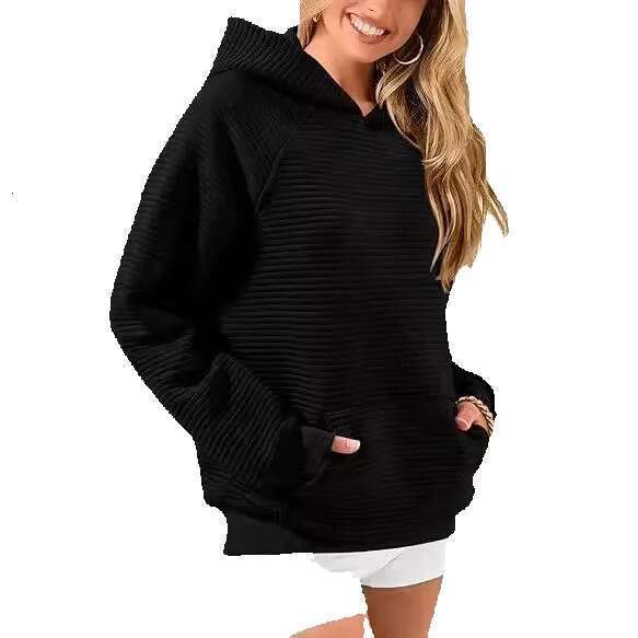 New Women's Fashion Striped Loose Long-Sleeved Hoodie Woman