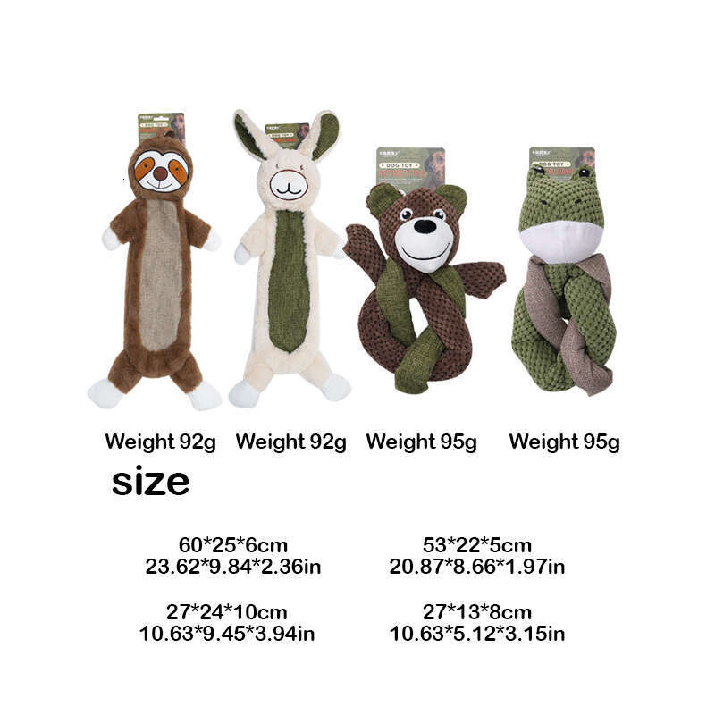 DHpet Squeaky Chew Toys for Dogs - Made of Rabbit Fur & Linen, Durable & Non - Toxic, Ideal for Medium to Large Breeds, Available in Sloth, Rabbit & B