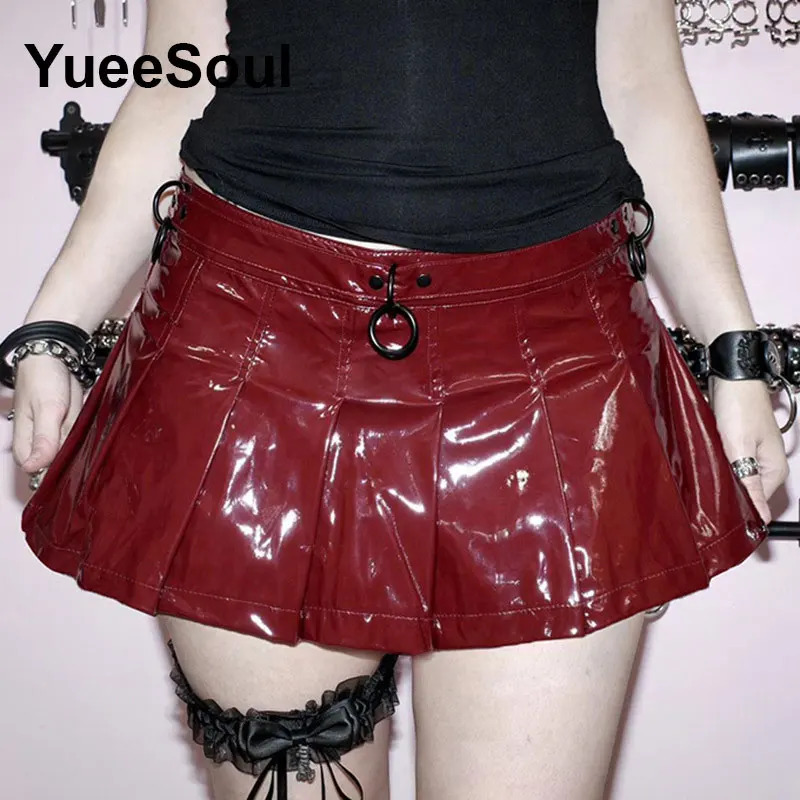 Gothic Mini Skirt 2025 Halloween Goth Aesthetic 90s Y2K Party Club Harajuku Streetwear Womens Skirt Black High Waist Skirts 250226