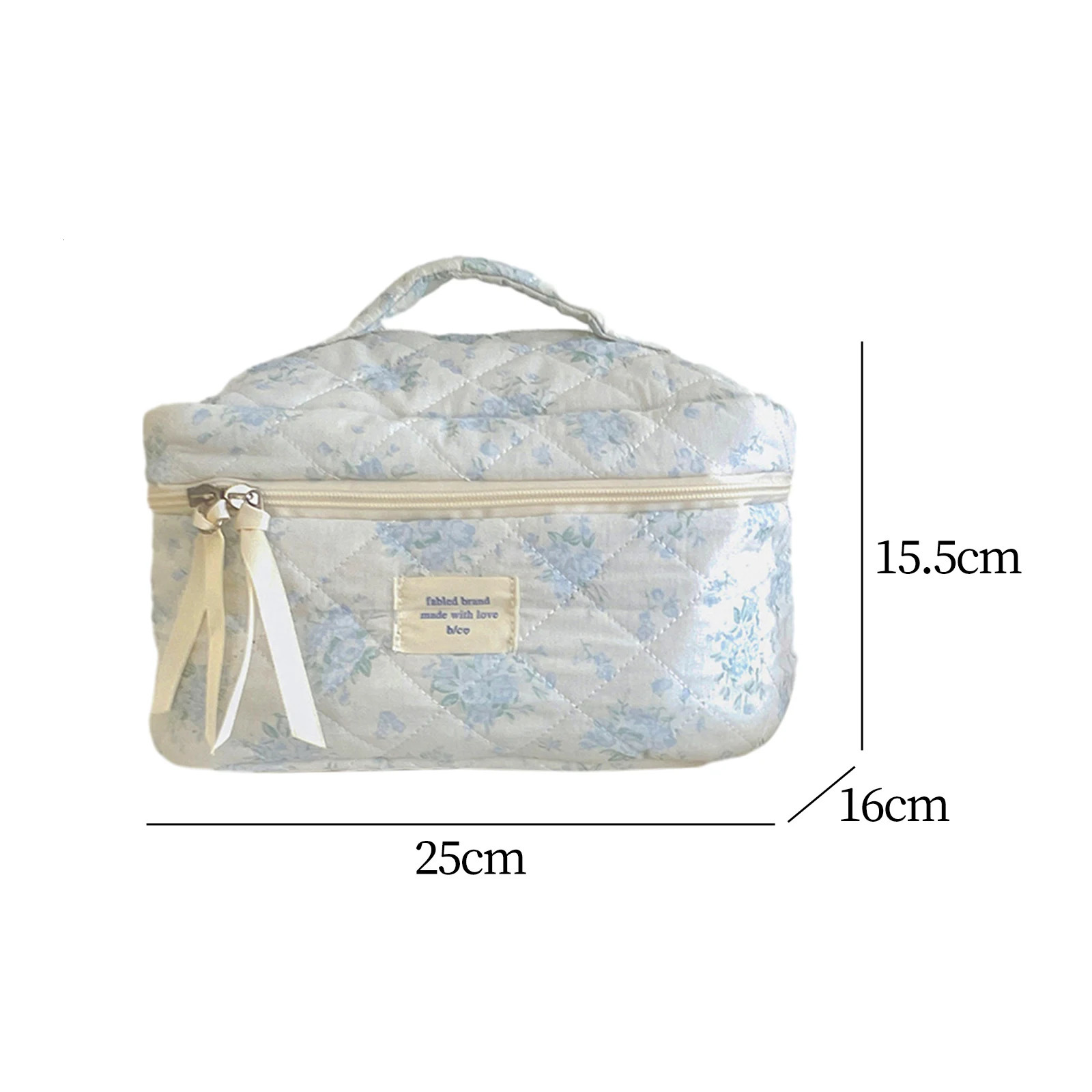 Aesthetic Floral Cosmetic Toiletry Organizer Bag with Handle for Girlfriends Ladies Valentines Day Anniversary Gifts Blue Rose 250221