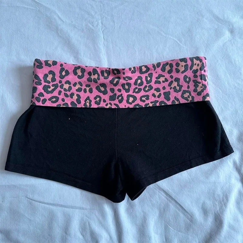 Y2k Pink Leopard Print Shorts Harajuku Grunge Gothic Hip Hop Sexy Punk Summer Streetwear EMO Women 2000s Fashion Sexy Pants 250225