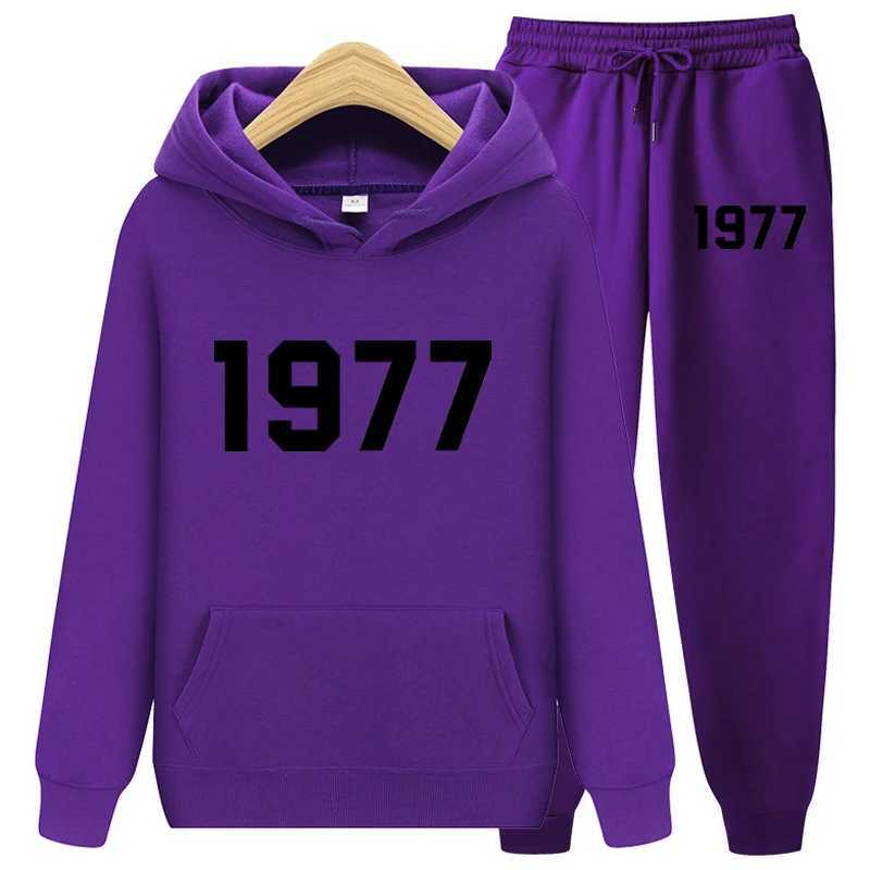 Men's Tracksuits 1977 Hoodie Two-Piece Sets Hoodie Set Men and Women Fashion Brand High Street Loose Fleece Autumn Winter Warm Hoodies+Pants Set 
