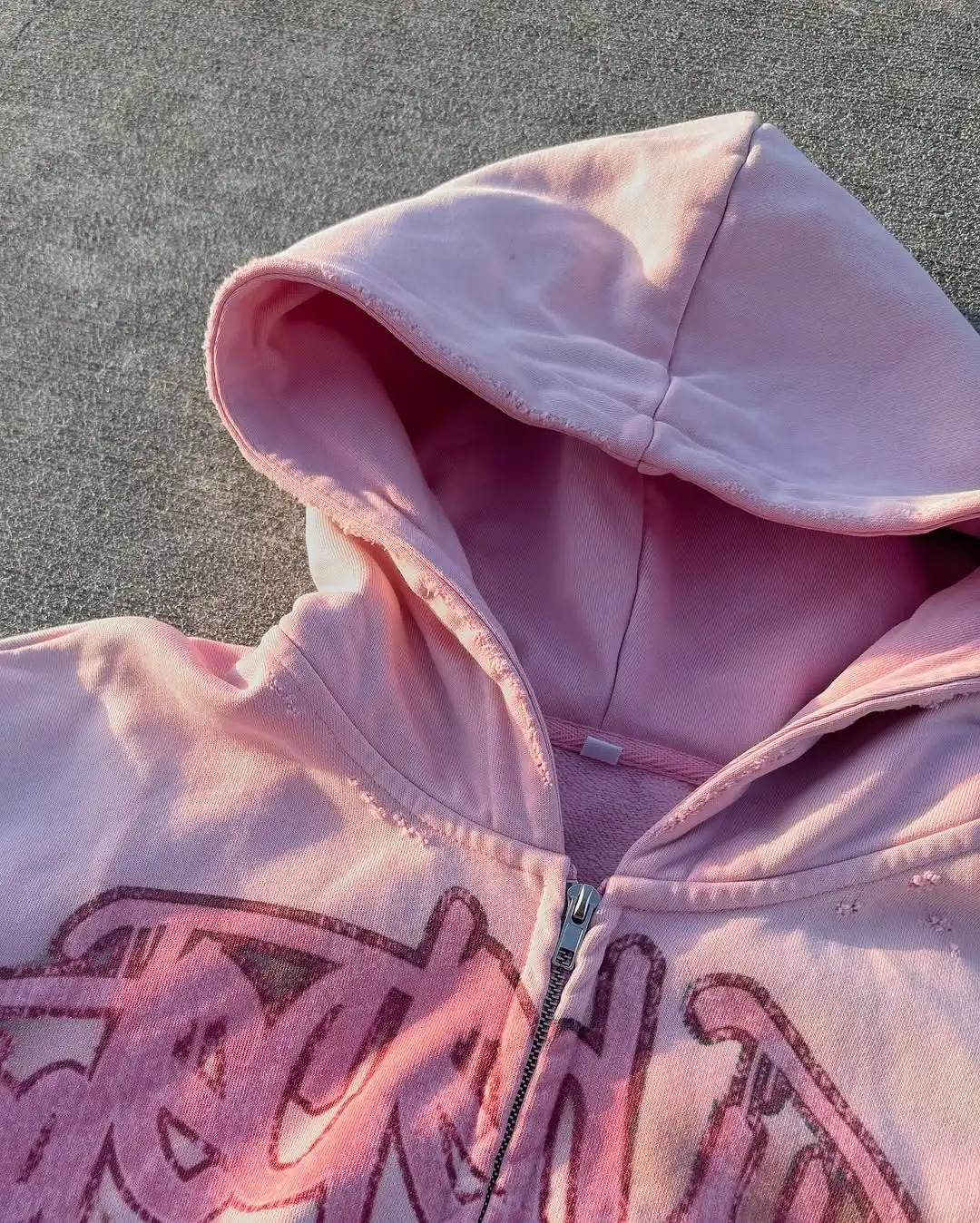 Harajuku High Streets latest fashion hoodie oversized pink sea zipper sportswear garbage mens Y2K Gothic streetwear 250213