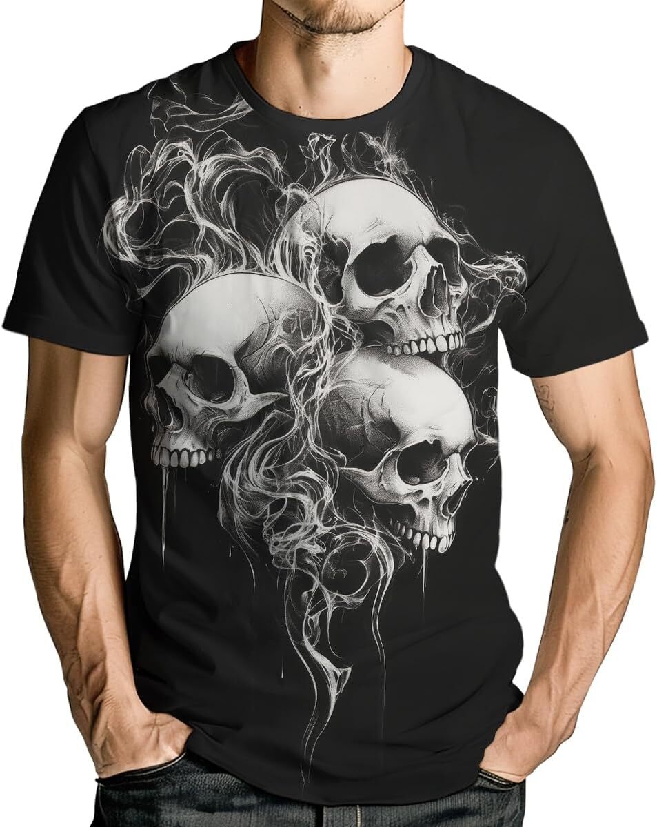 Mens T shirt Men's Novelty Skull T-Shirt Vintage Graphic Tee Shirt Short Sleeves tee Casual tops summer clothes