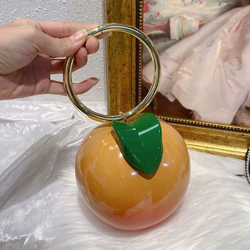 New Yellow Peach Design bags designer handbags Handbags Acrylic Box Clutch Evening Party Purse Cute Chains Shoulder Crossbody Bag