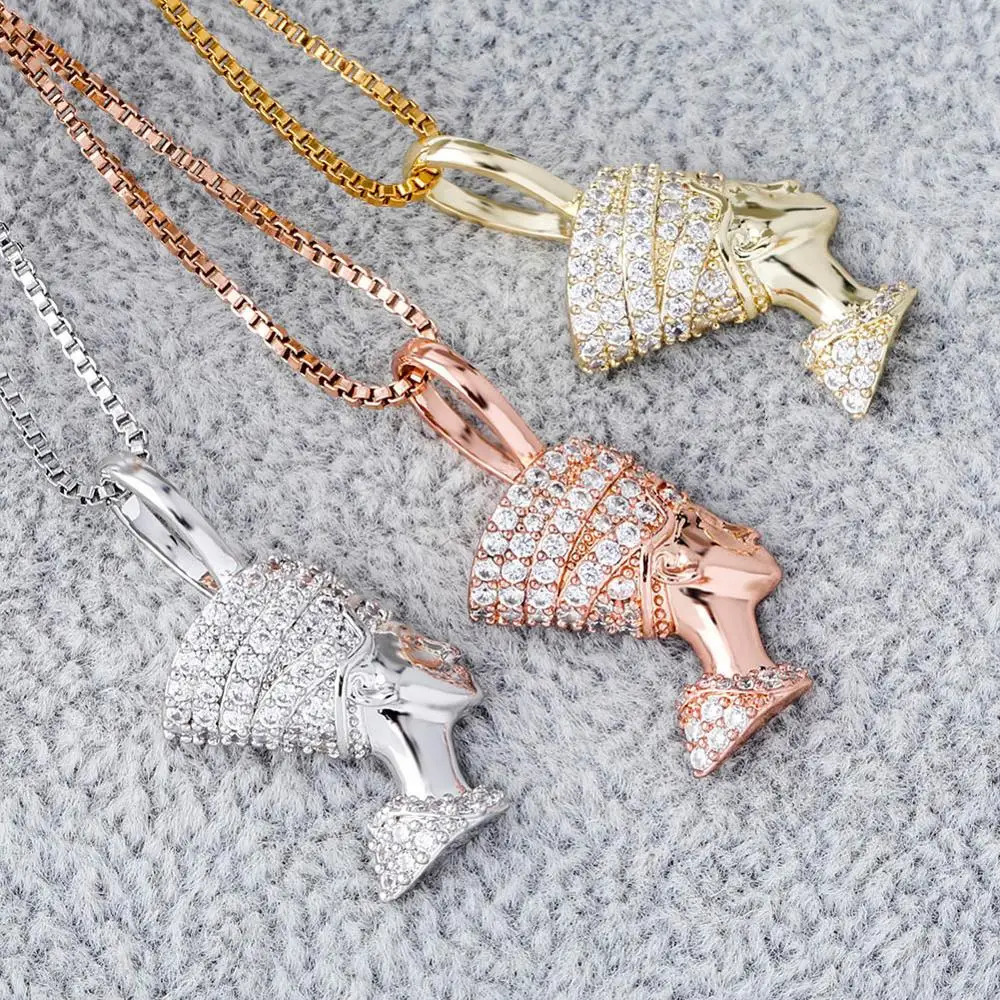JINAO 925 Sterling Silver Egyptian Pharaoh Pendant Iced Out Hip Hop Zircon Pendant Necklac Fashion Hip Hop Jewelry Gift 250225