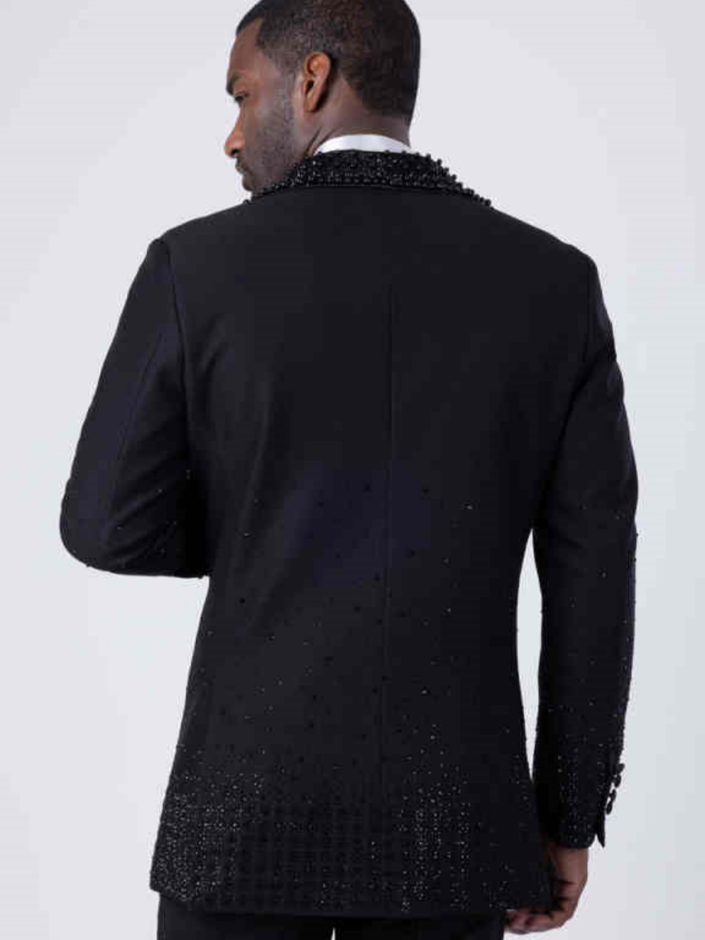 Luxury Wedding Tuxedos Beaded Pearls Men Suits Shawl Lapel 2 Piece Set Jacket Pants Business Blazers Customized High Quality