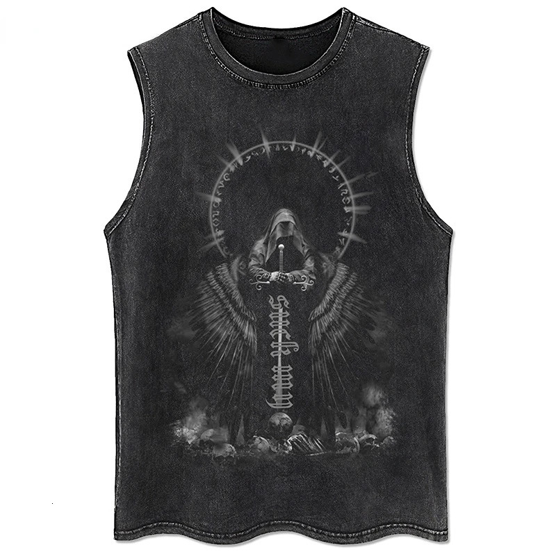 Y2K Womens Tank Top 100% Cotton Retro Black Mens Clothing Hip Hop Punk Rock Sleeveless T-shirt Gothic Tank Top 250225