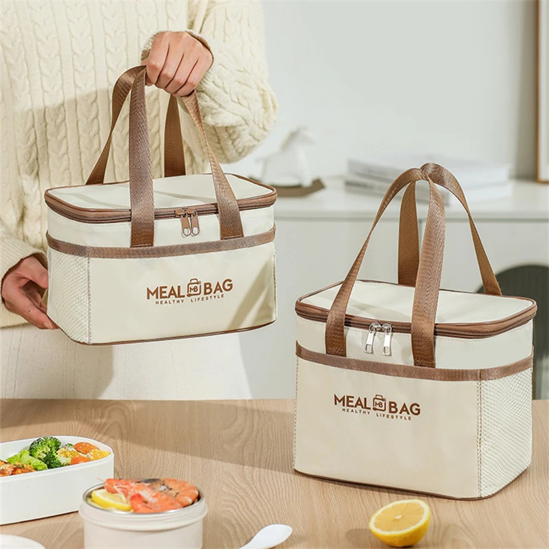 Square Insulated Lunch Bag For Women Kids Cooler Thermal Bag Portable Bento Box Ice Pack Tote Work Food Pouch Picnic Container 250225