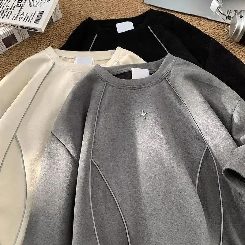 2024 Summer Mens T-shirt Loose-fit Casual Round Neck Top Short Sleeves Sensibility Serious Casual Style 250225