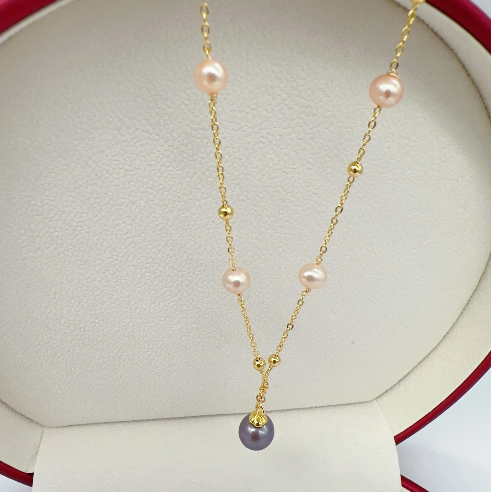 Arrival 100% Natural Freshwater Pearl Necklace 18K Gold Plated Babysbreath Big Round Pearl Pendant Jewelry For Women Gift 250222