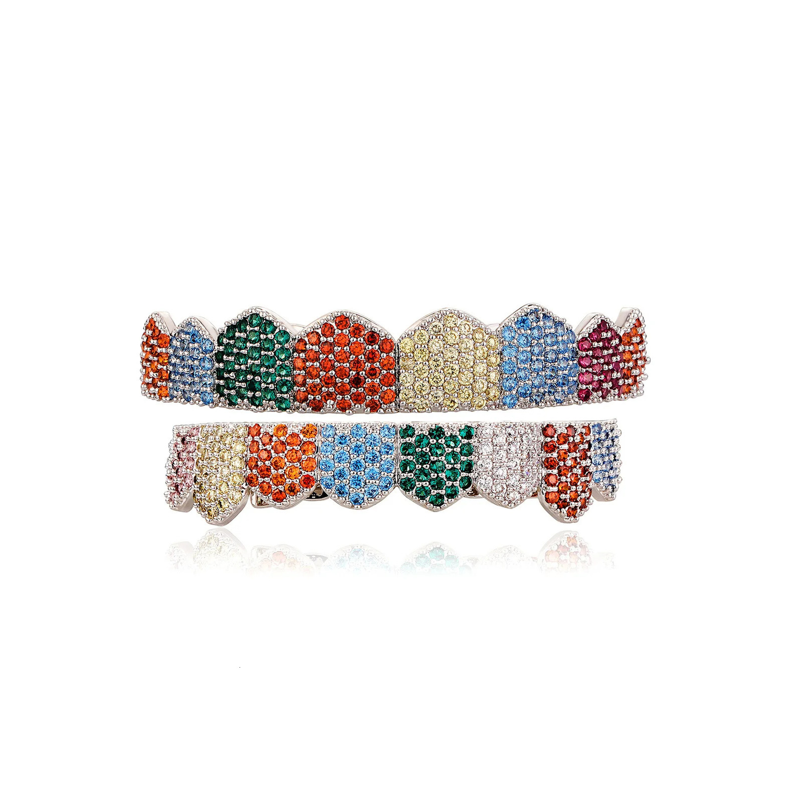 Hip Hop Men Women Iced Out Cubic Zircon Top Bottom Teeth Caps Bling CZ Micro Pave Teeth Grills Halloween Cosplay Jewelry 250220