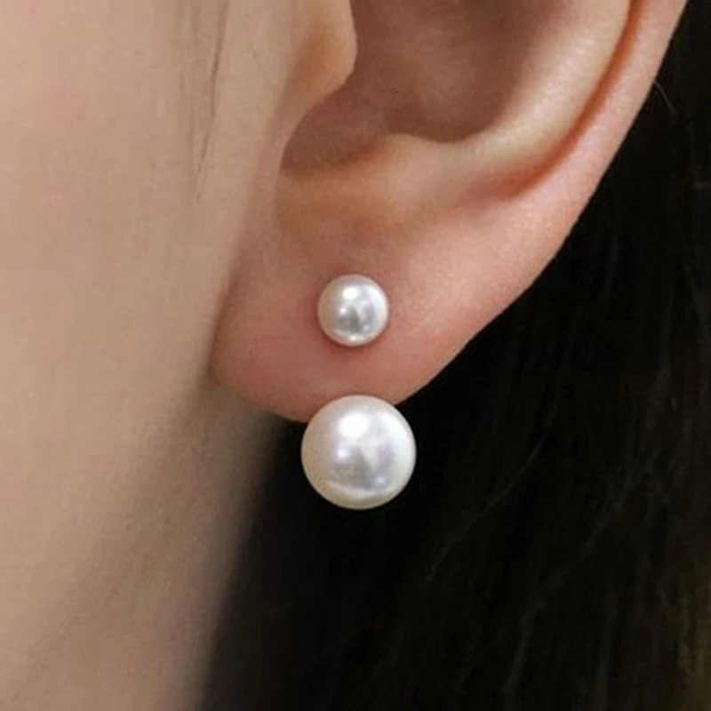 Huitan Double Pearl Earrings for Women Creative n Fashion Versatile Female Earring Daily Wear Temperament Jewelry 250210