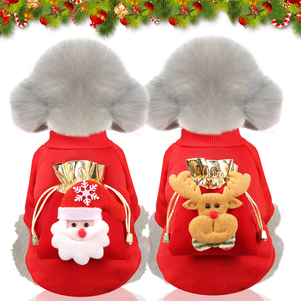 Christmas - Themed Warm Fleece Hoodies for Dogs and Cats! Equipped with Lucky Pockets and Elk Patterns, Ideal Autumn - Winter Pet Supplies