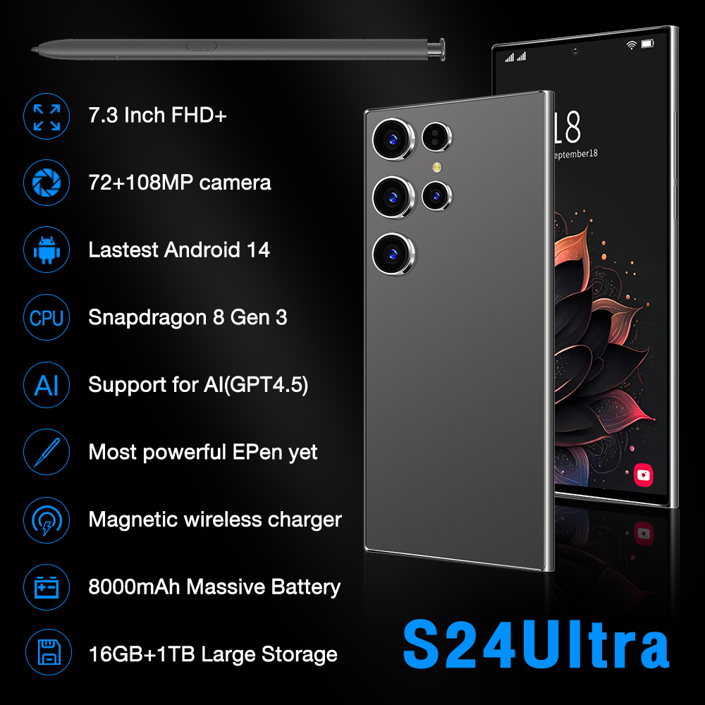 S24 Ultra Smart Phone: 16 GB RAM + 1 TB Storage, Dual SIM Capability, 5G Connectivity
