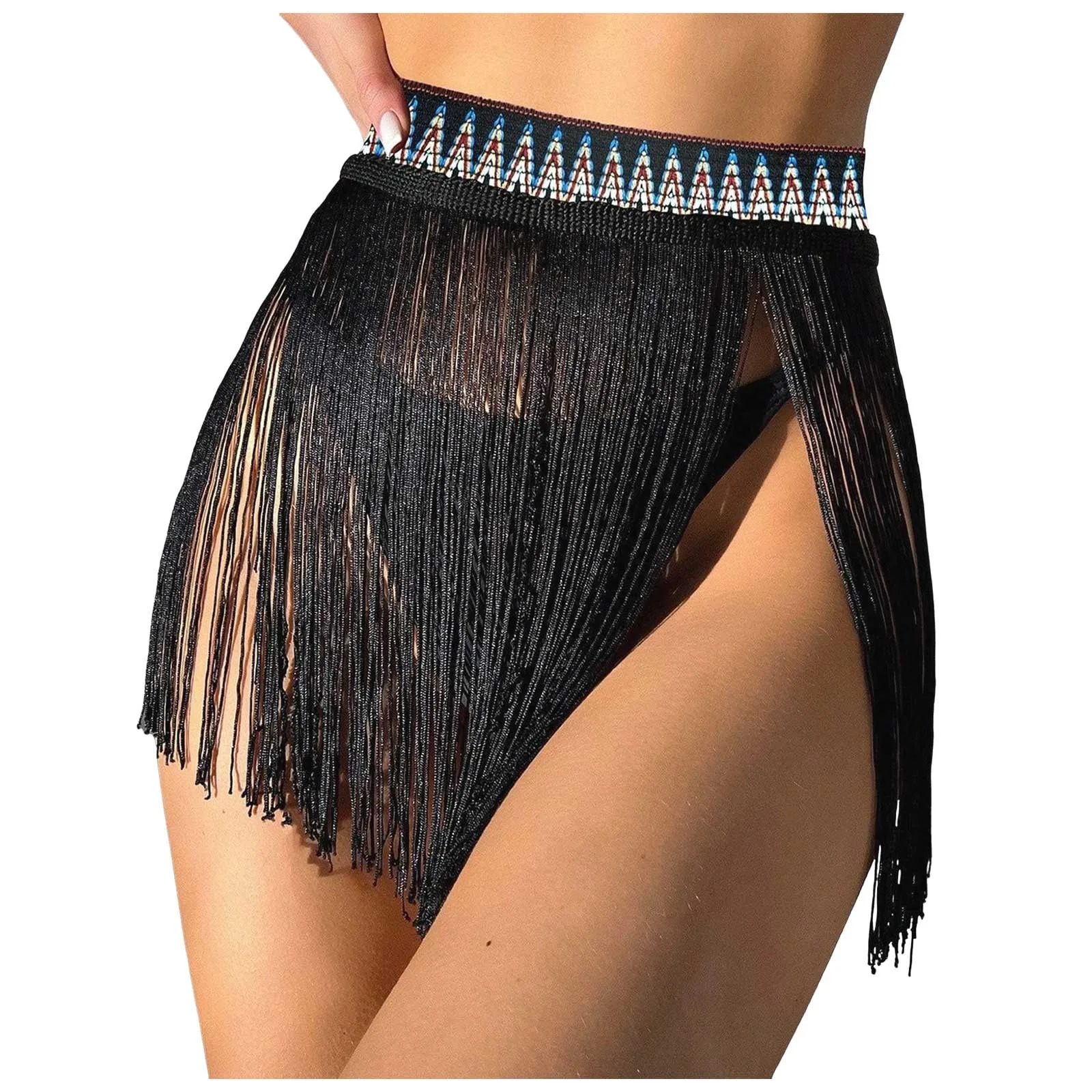 Beach Tassel Small Short Skirt WomenS Bikini Beach Vacation Swimsuit Half Cover Skirt Elastic Waist Bathing Suit Wrap Skirt 250225