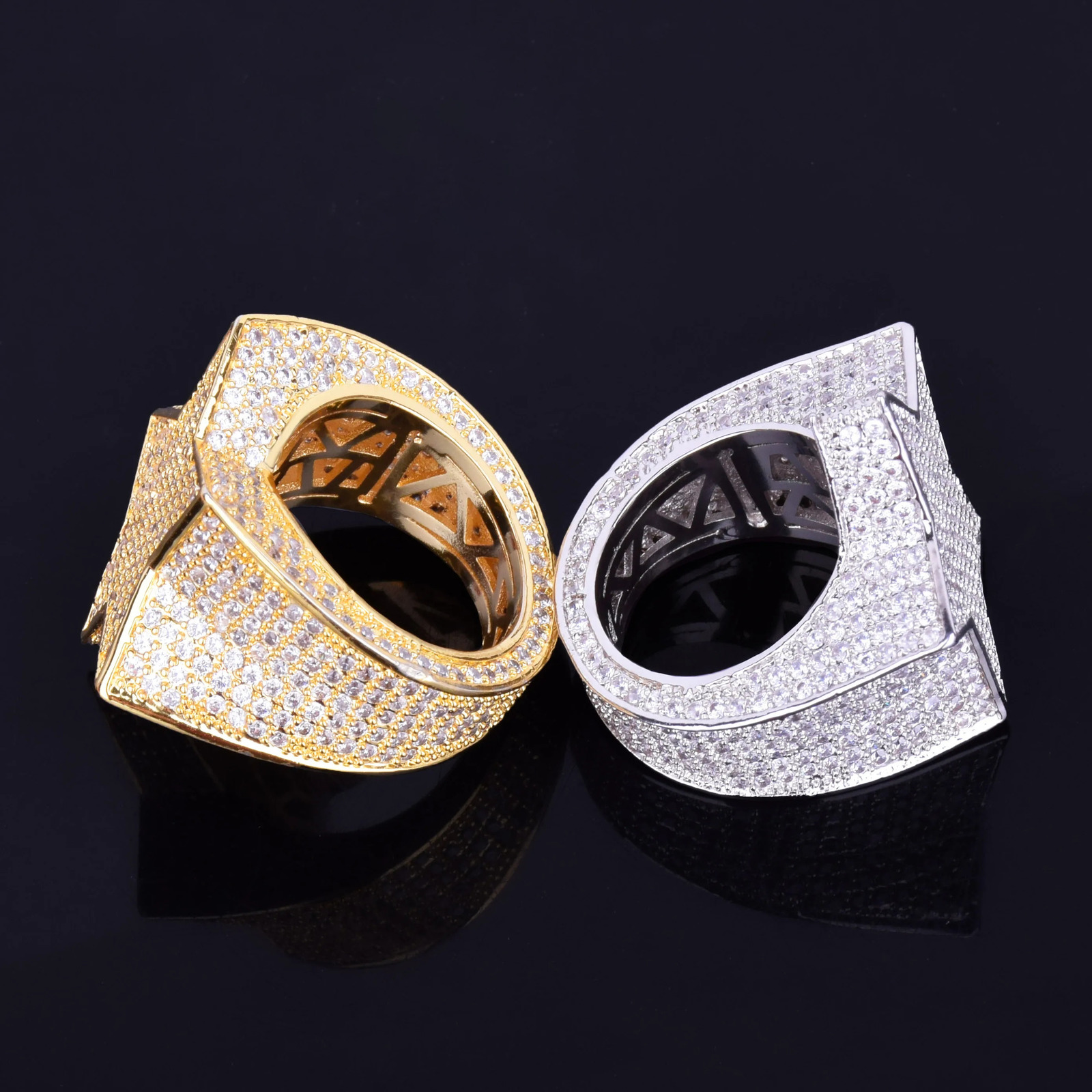 Bubble Letter Men Star Rings Charm Gold Color Full Zircon Fashion Hip Hop Rock Jewelry Bague Homme 250225