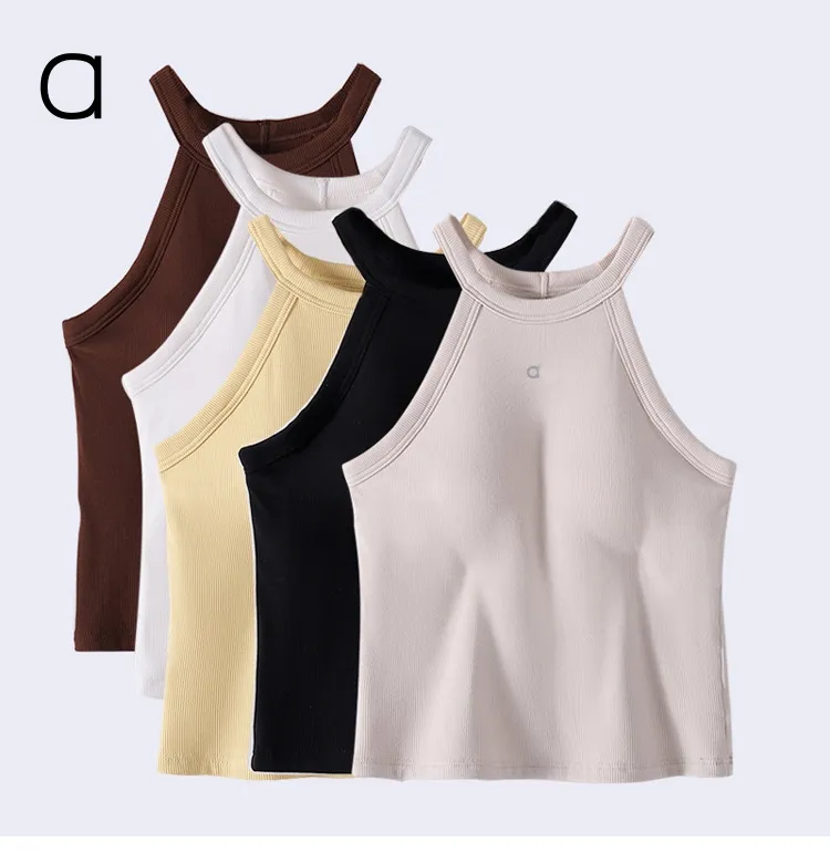 A364 Neck Vest With Chest Pad One-Piece Sg Wearing Yoga Beautiful Back Long Sleeveless Top Summer