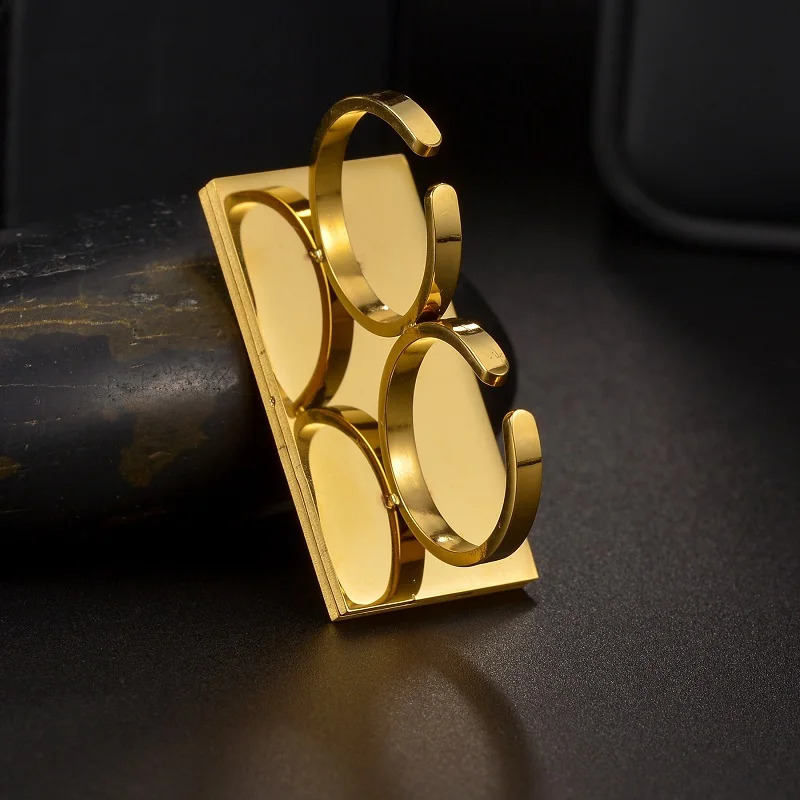 Fashion Custom Name Rings Stainless Steel Personalized Double Thick Plated Adjustable Rings For Men Women Jewelry Festival Gifts 250225