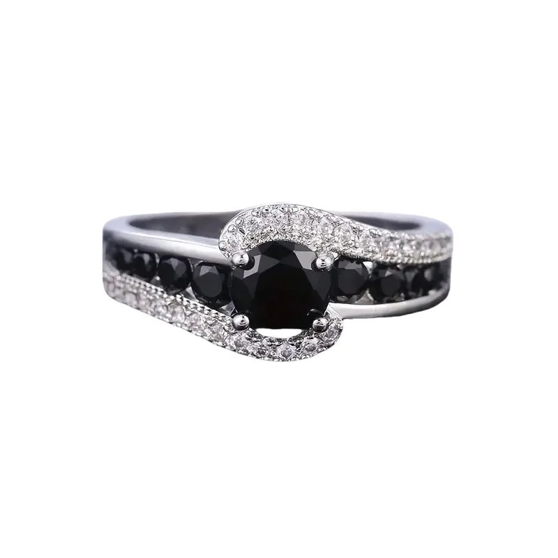 Special-interest Black Stone Women Wedding Ring Crystal Zircon Delicate Gift Top Quality Female Classic Jewelry 250220