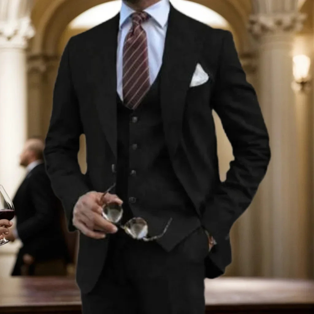 Mens regular set fashion 3-piece jacket vest and pants set elegant evening dress set wedding business classic clothing jacket 250224